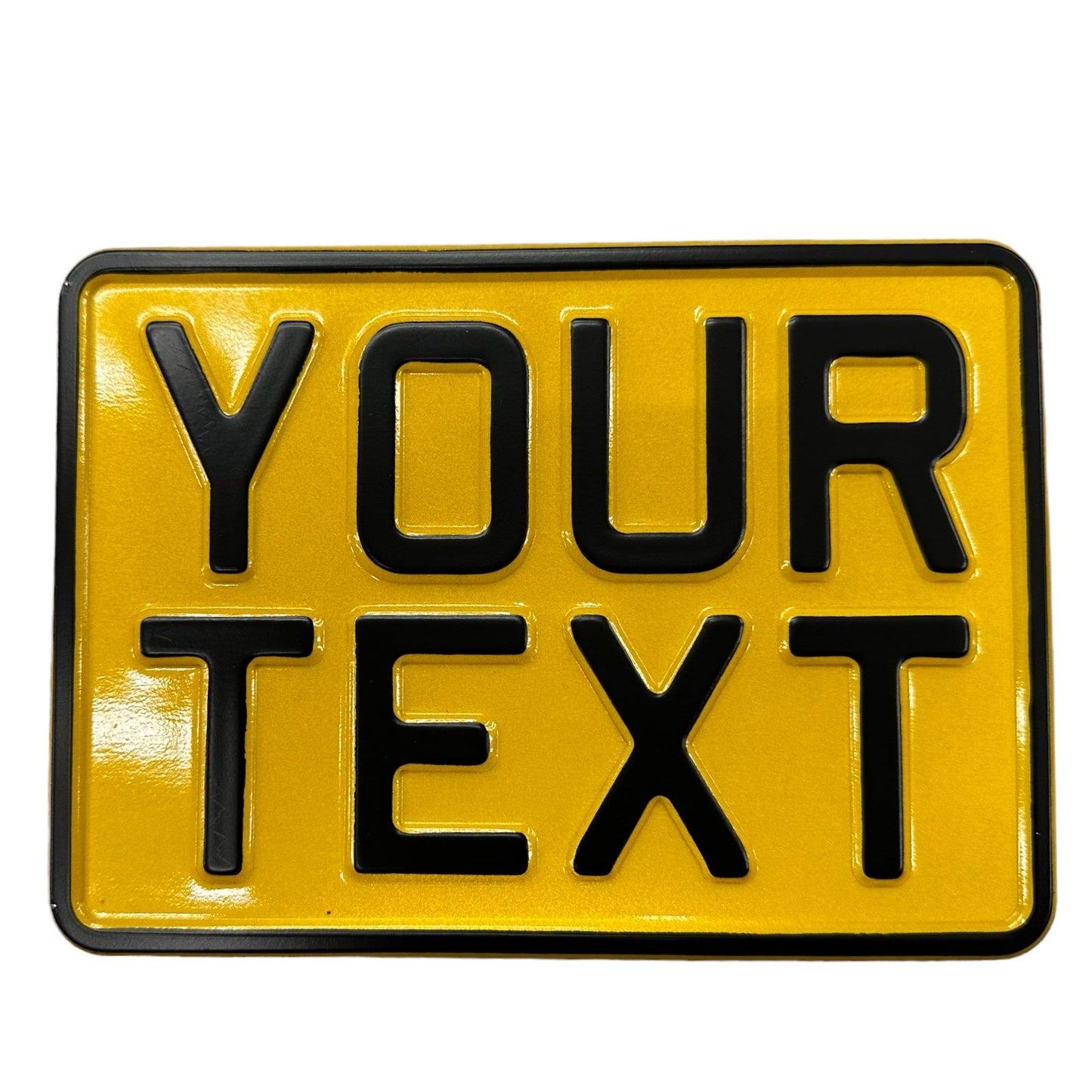 Yellow Metal Pressed 7×5 Motorbike Number Plate