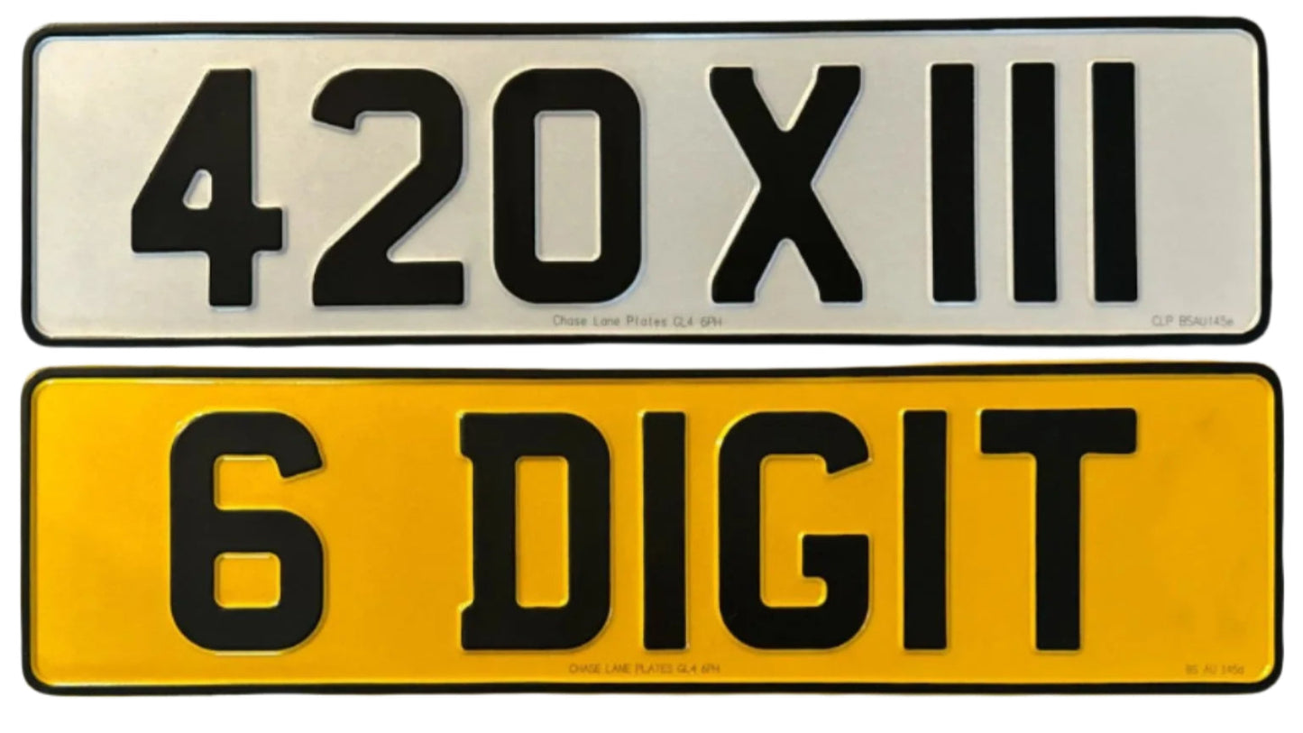 6-Digit Metal Pressed Number Plate – 420mm x 111mm - Pair