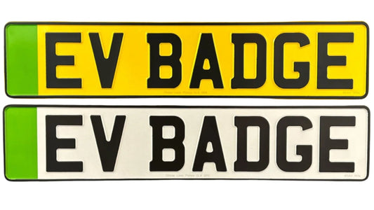 Metal Pressed Number Plate - 520mm x 111mm EV Badge - Pair