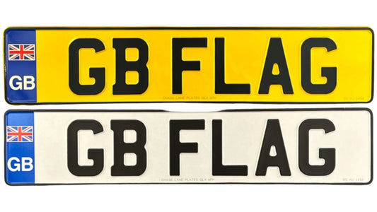 Metal Pressed Number Plate - 520mm x 111mm GB Badge - Pair