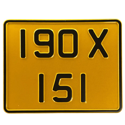 Yellow Metal Pressed 7.5 × 6 Motorbike Number Plate